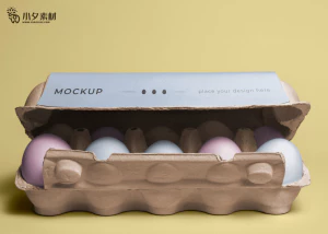 鸡蛋盒子包装智能贴图食品智能样机模板PSD分层设计素材【044】