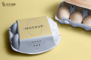鸡蛋盒子包装智能贴图食品智能样机模板PSD分层设计素材【046】