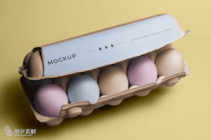 鸡蛋盒子包装智能贴图食品智能样机模板PSD分层设计素材【048】