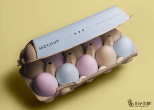 鸡蛋盒子包装智能贴图食品智能样机模板PSD分层设计素材【049】