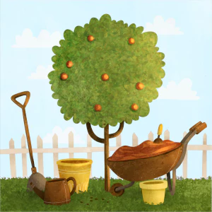 植物界劳动节场景等距人物小人树木大自然地球插画AI矢量设计素材【063】