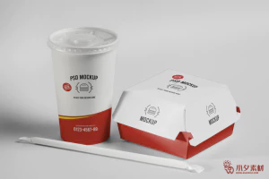 餐厅快餐西餐打包外卖咖啡品牌智能贴图文创样机模板PSD分层素材【003】