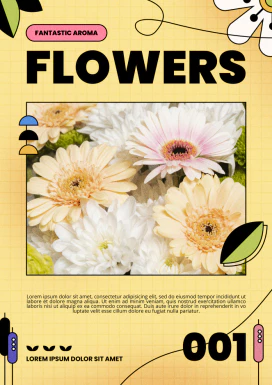 潮流酸性春季春天花朵元素海报详情排版PSD分层设计素材源文件 【001】