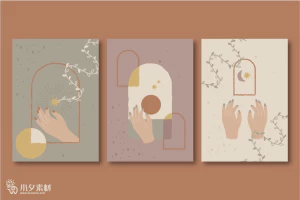 相册相框抽象画花朵大自然插画模板AI矢量设计素材【003】