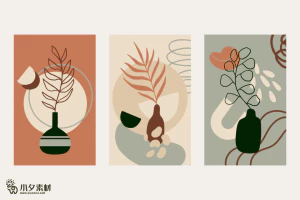 相册相框抽象画花朵大自然插画模板AI矢量设计素材【042】