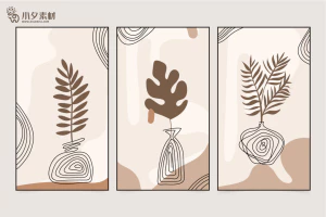 相册相框抽象画花朵大自然插画模板AI矢量设计素材【043】