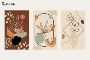 相册相框抽象画花朵大自然插画模板AI矢量设计素材【048】