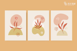 相册相框抽象画花朵大自然插画模板AI矢量设计素材【072】