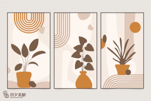 相册相框抽象画花朵大自然插画模板AI矢量设计素材【079】