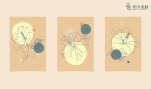 相册相框抽象画花朵大自然插画模板AI矢量设计素材【110】