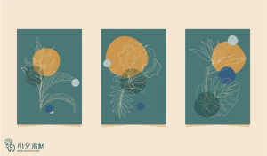 相册相框抽象画花朵大自然插画模板AI矢量设计素材【112】