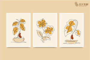 相册相框抽象画花朵大自然插画模板AI矢量设计素材【129】