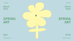 小清新春天春季简约手绘花朵元素奶油色系海报模板PSD设计素材【016】