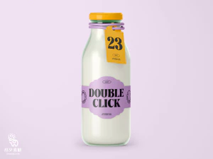 果汁牛奶饮料饮品玻璃瓶VI提案展示效果智能贴图样机PSD设计素材【001】