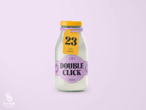 果汁牛奶饮料饮品玻璃瓶VI提案展示效果智能贴图样机PSD设计素材【002】