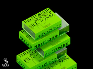 品牌亚克力透明塑料包装盒纸盒抽拉盒VI智能贴图样机PSD设计素材【004】