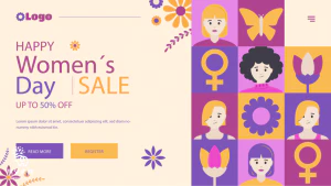 创意几何38三八妇女节活动宣传促销海报banner模板AI矢量设计素材【005】