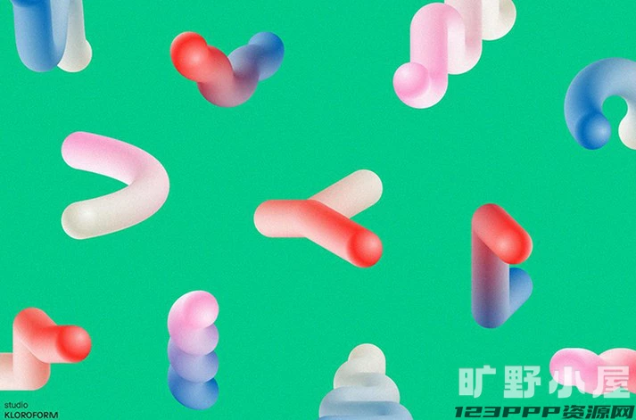 潮流抽象艺术炫彩噪点3D立体扭曲几何渐变图形图案AI/PNG设计素材【036】