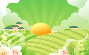 小清新绿色春天春季spring卡通手绘插画背景图片AI矢量设计素材【033】