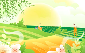 小清新绿色春天春季spring卡通手绘插画背景图片AI矢量设计素材【035】
