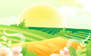 小清新绿色春天春季spring卡通手绘插画背景图片AI矢量设计素材【036】
