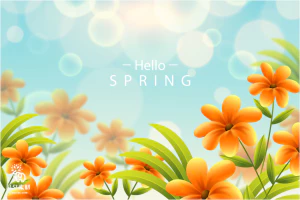 小清新春天春季花朵绿色植物叶子插画海报展板背景AI矢量设计素材【011】