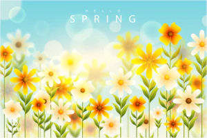 小清新春天春季花朵绿色植物叶子插画海报展板背景AI矢量设计素材【014】