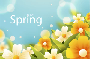 小清新春天春季花朵绿色植物叶子插画海报展板背景AI矢量设计素材【018】
