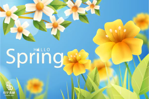小清新春天春季花朵绿色植物叶子插画海报展板背景AI矢量设计素材【031】