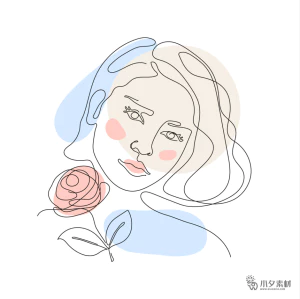 女性抽象线条头像插画logo标志AI矢量设计素材【005】