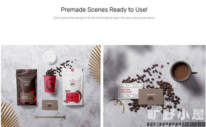 品牌网红咖啡面包店铺形象包装VI场景设计展示Psd贴图样机素材【011】