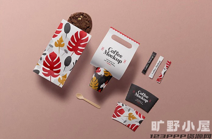 品牌网红咖啡面包店铺形象包装VI场景设计展示Psd贴图样机素材【013】