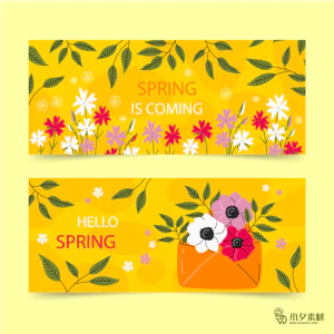 春节花朵背景海报banner插画模板AI矢量设计素材【001】