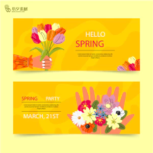 春节花朵背景海报banner插画模板AI矢量设计素材【005】