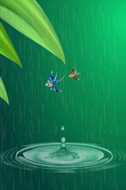 24节气雨水背景海报插画PSD分层设计素材【006】