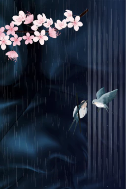 24节气雨水背景海报插画PSD分层设计素材【007】