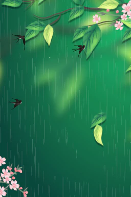 24节气雨水背景海报插画PSD分层设计素材【010】