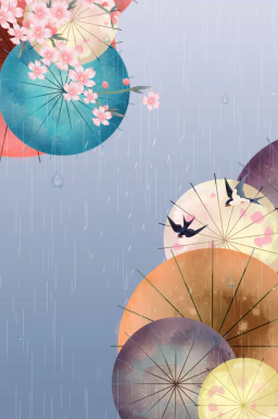 24节气雨水背景海报插画PSD分层设计素材【025】