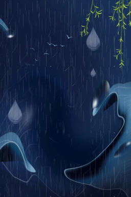 24节气雨水背景海报插画PSD分层设计素材【057】