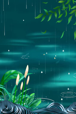 24节气雨水背景海报插画PSD分层设计素材【061】