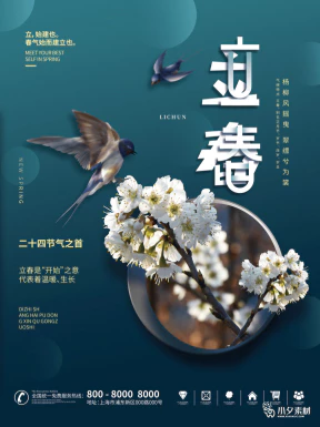 24节气立春春季新春春天海报模板PSD分层设计素材源文件模板【181】