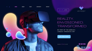 虚拟现实VR元宇宙海报模板PSD分层设计素材【013】