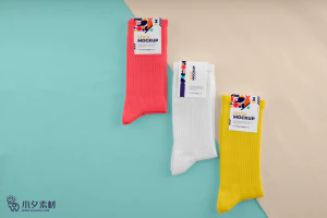 彩色袜子智能贴图样机模板PSD分层设计素材 【012】