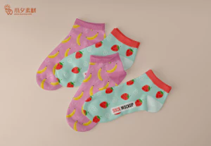 彩色袜子智能贴图样机模板PSD分层设计素材 【013】