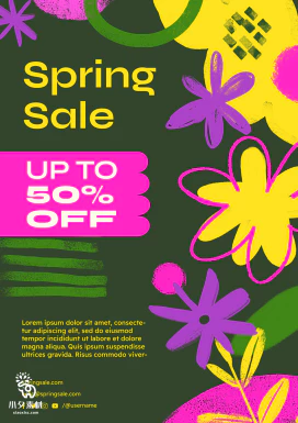 抽象创意春季花朵元素宣传促销折扣海报banner模板PSD设计素材【001】