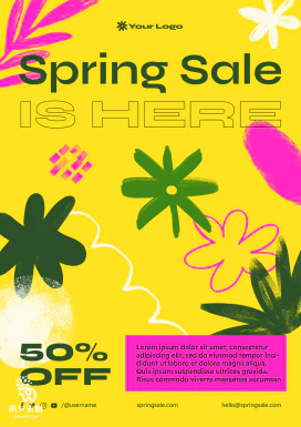 抽象创意春季花朵元素宣传促销折扣海报banner模板PSD设计素材【010】