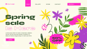 抽象创意春季花朵元素宣传促销折扣海报banner模板PSD设计素材【011】
