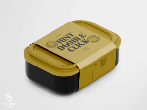 极简品牌食品包装盒塑料盒外卖盒打包盒VI包装样机PSD设计素材【001】