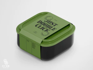 极简品牌食品包装盒塑料盒外卖盒打包盒VI包装样机PSD设计素材【002】