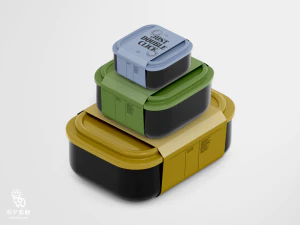 极简品牌食品包装盒塑料盒外卖盒打包盒VI包装样机PSD设计素材【003】
